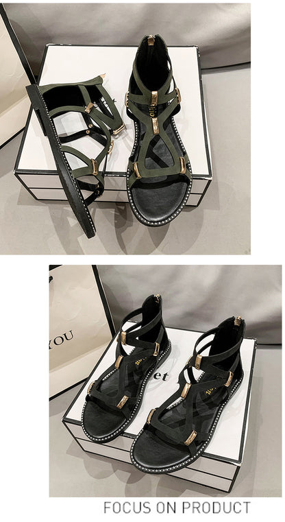 Women's Fashion Simple Zipper Roman Sandals