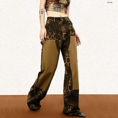 Straight Leopard Print Casual Pants For Men And Women