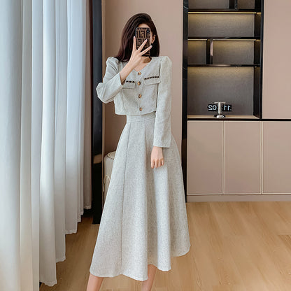 Women's Spring Fashion Short Coat Skirt Two-piece Suit