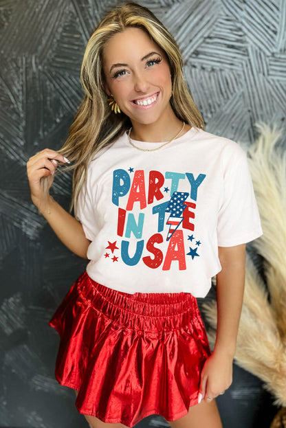 White PARTY IN THE USA American Flag Graphic Tee