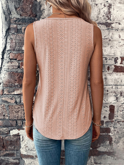 Eyelet V-Neck Wide Strap Tank