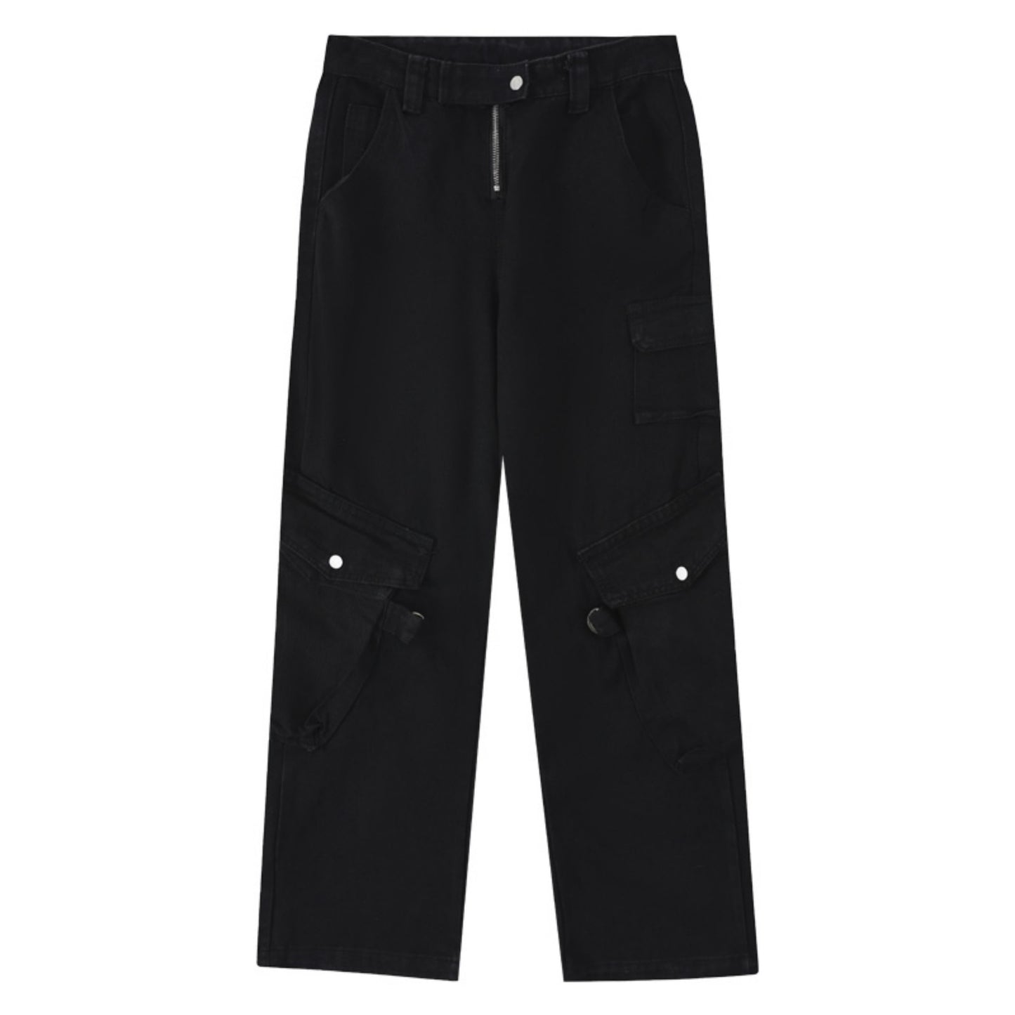 Straight Washed Drawstring Pants With Drawstring