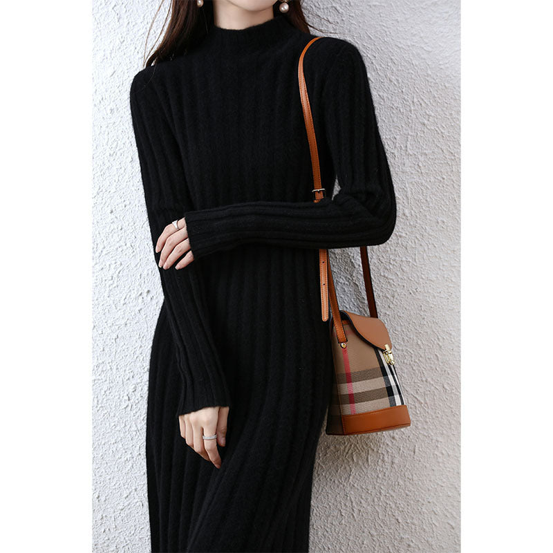 Women's Fashion Mid-length Wool Knitted Dress