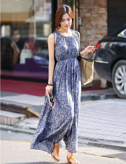 Sleeveless Floral Dress Maxi Dress