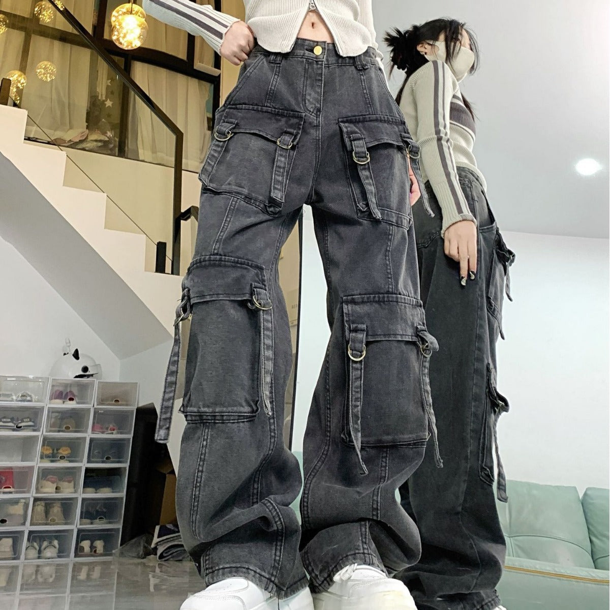 Street High Waist Loose Straight Pants