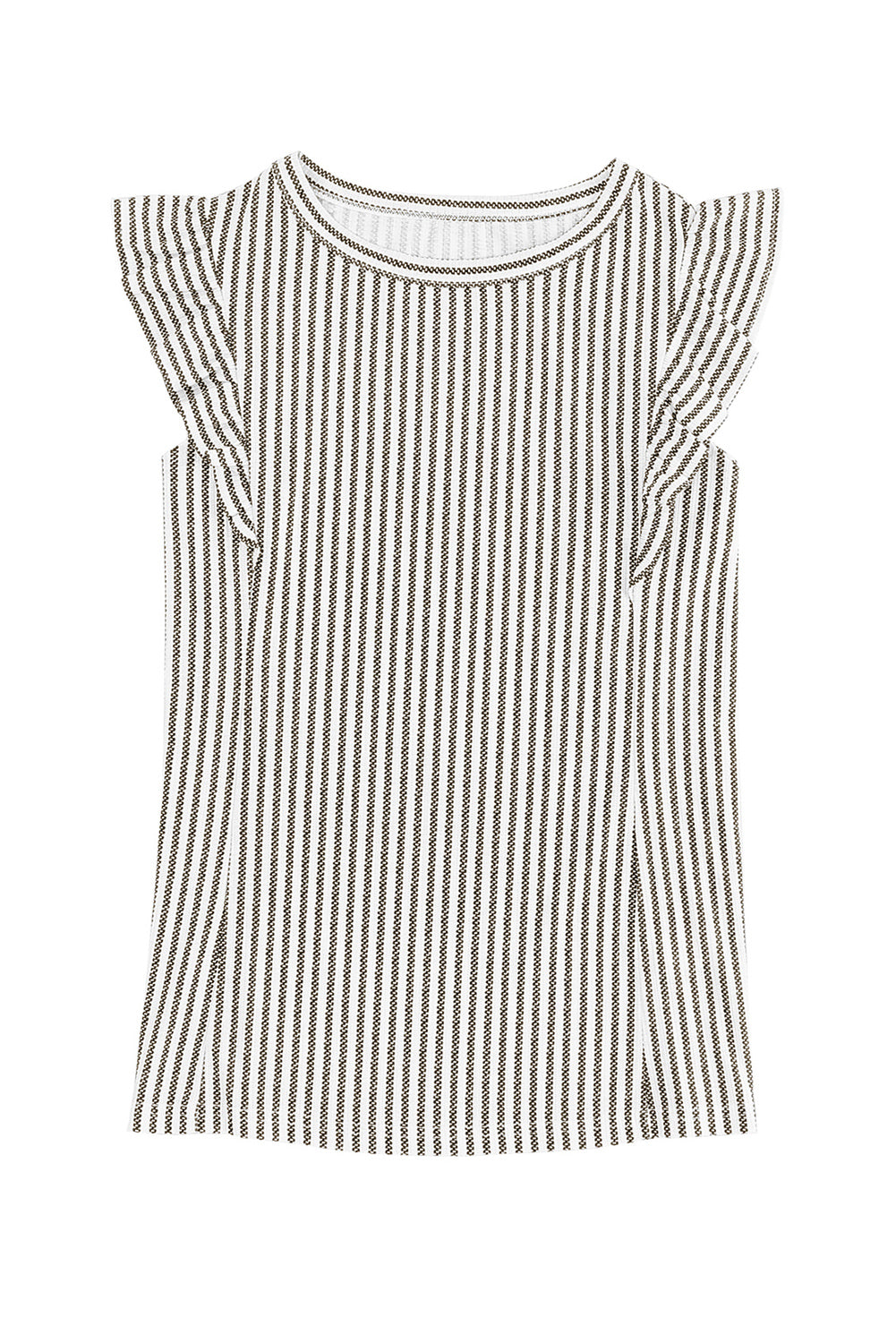 Top de verano con volantes y estampado de rayas casual gris