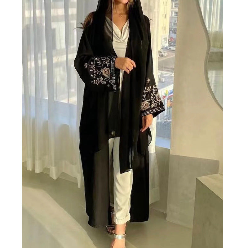 Middle East Dubai Women's Embroidered Bat Sleeve Loose Cardigan