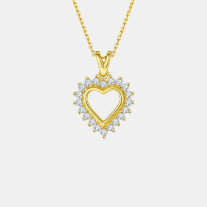 Collier pendentif coeur en argent sterling Moissanite 925