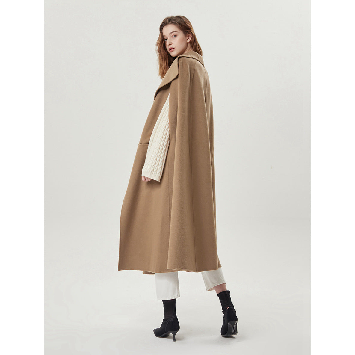 Women's Fashion Casual Loose Long Double-sided Wool Overcoat Coat