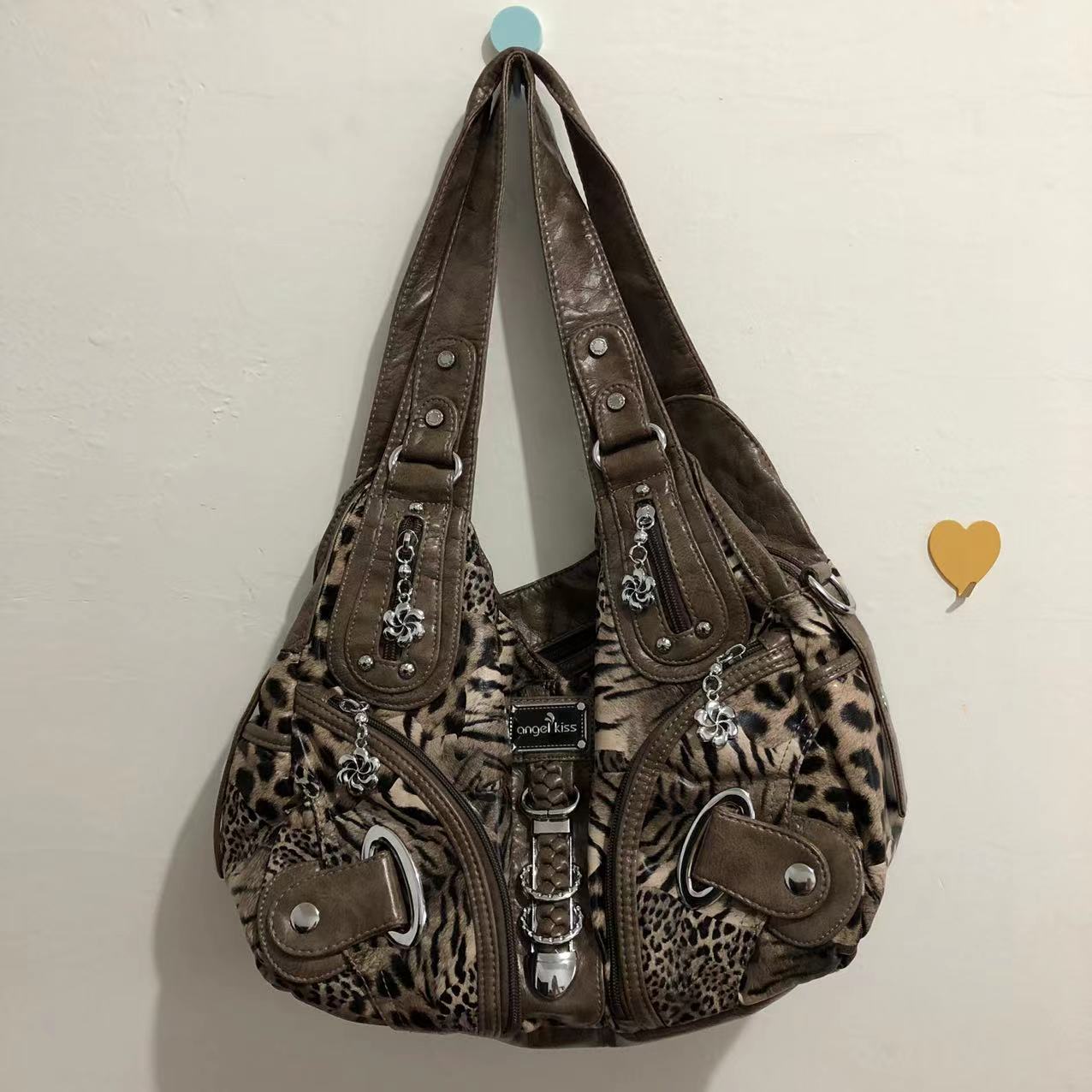 Bolso bandolera con estampado de leopardo para mujer