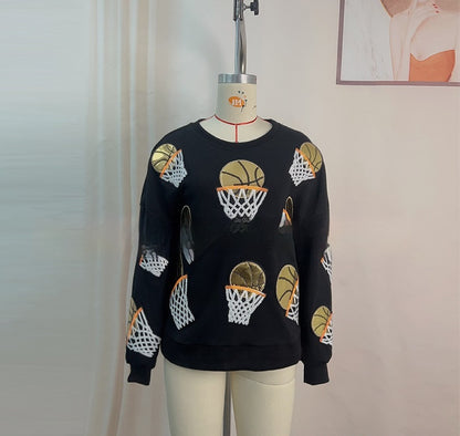 Women's Shooting Sequined Sweater Round Neck