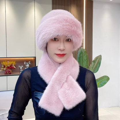 Costume Écharpe d'hiver Casquette mongole Chapeau en peluche pour femme Épaissie