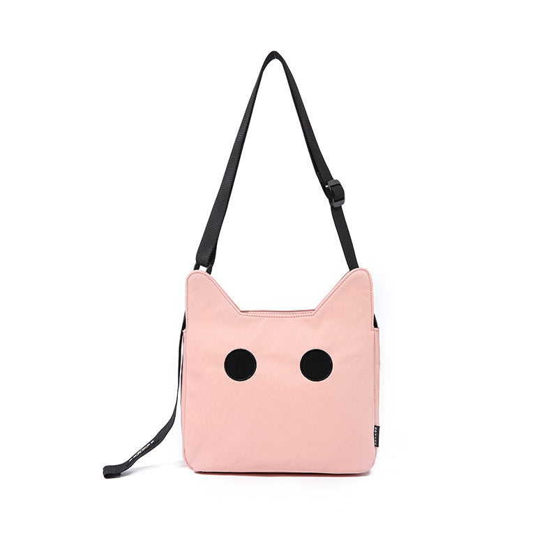 Bolso bandolera con forma de gato, bolso de nailon de lona de gran capacidad