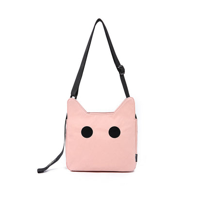 Bolso bandolera con forma de gato, bolso de nailon de lona de gran capacidad