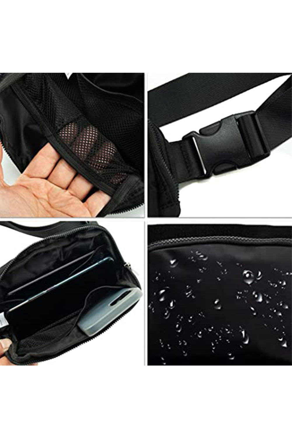 Bolso cruzado de pecho con cremallera impermeable negro 20*5*14cm