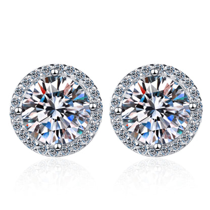 925 Sterling Silver Stud Earrings 1 Karat Moissanite