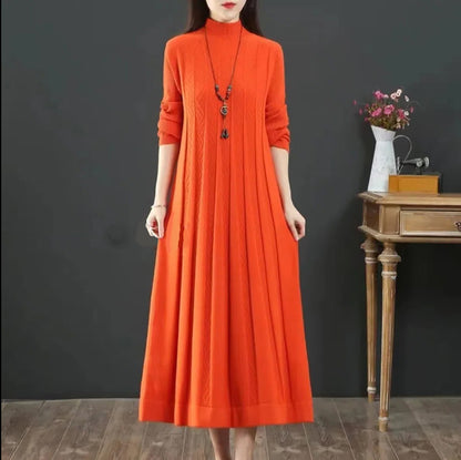 Robe pull plissée ample de couleur unie pour femme