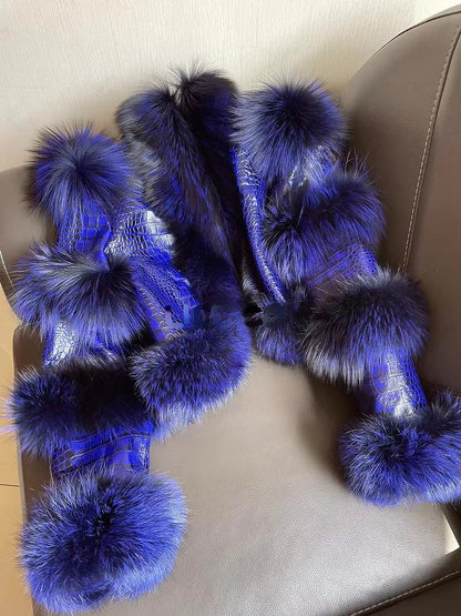 Elegant Bright Patent Leather Pattern Sheepskin Fashion Short Fox Fur Coat