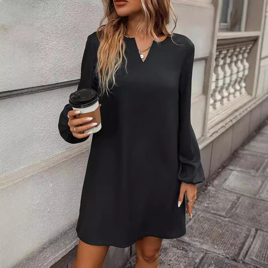 Robe à manches longues simple et élégante pour femme