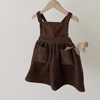 Vestido de pana para niña Mori Vestido de chaleco artístico