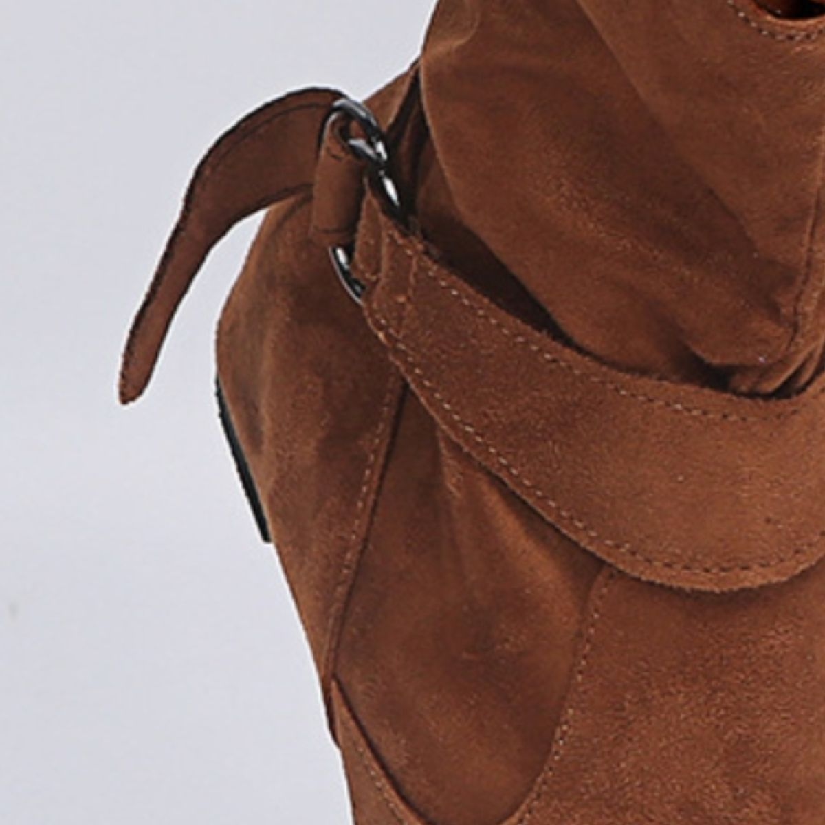 Side Zipper Suede Boots