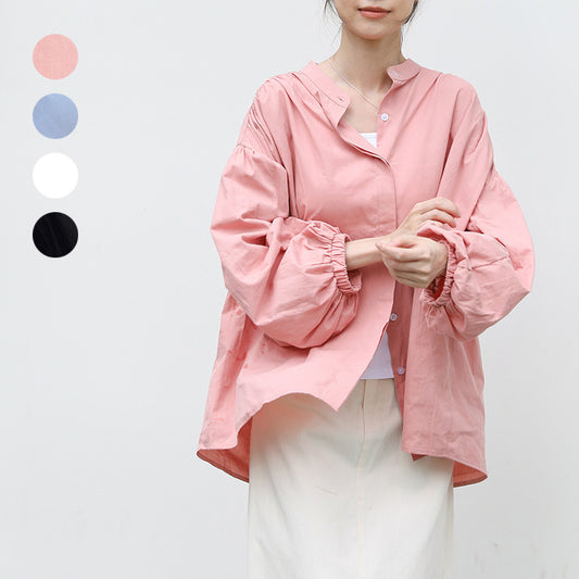 Women's Sweet Leisure Style Pure Cotton Solid Color Shirt