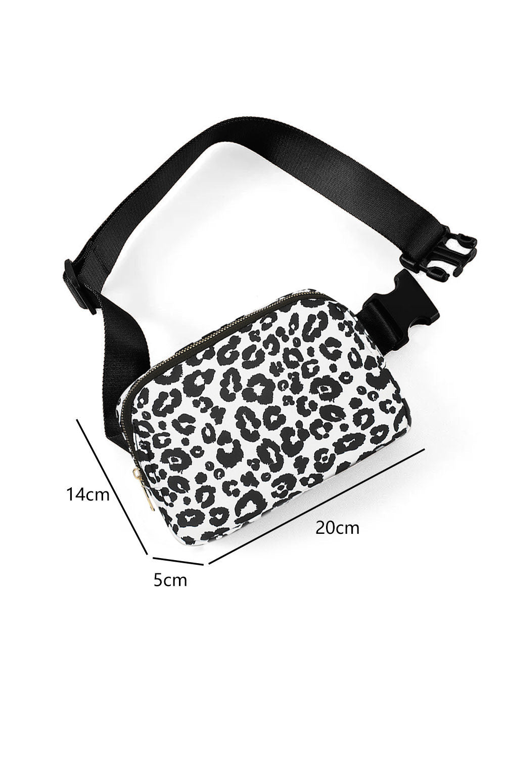 Bolso de pecho de lona con hebilla y estampado de leopardo negro 20*5*14cm