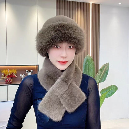 Costume Écharpe d'hiver Casquette mongole Chapeau en peluche pour femme Épaissie