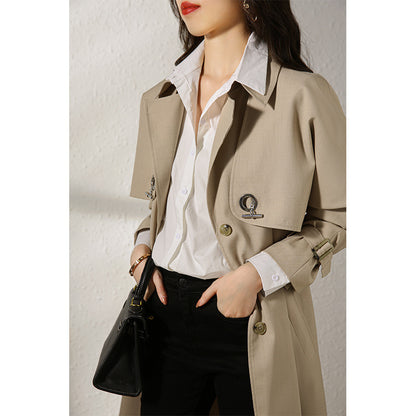 Wool Mid Length Early Autumn Thin Coat Women's Clothing