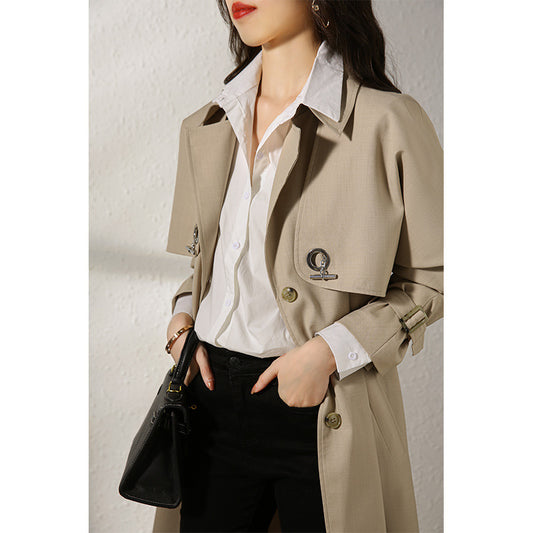 Wool Mid Length Early Autumn Thin Coat Women's Clothing