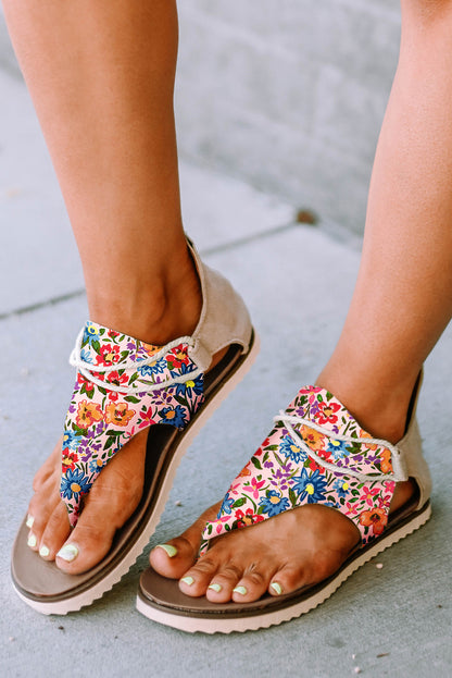 Sandalias con chanclas con cremallera y estampado floral multicolor