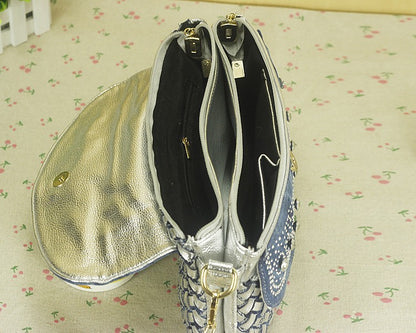 Bolso bandolera Diamond Denim con un solo hombro