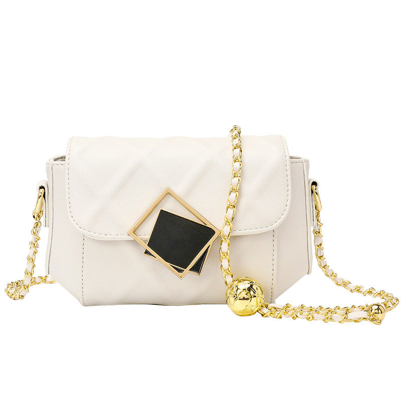 Bolso bandolera de piel rombal con cadena para mujer