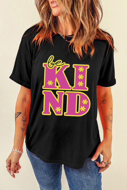 Noir - T-shirt ras du cou graphique à imprimé floral be KIND