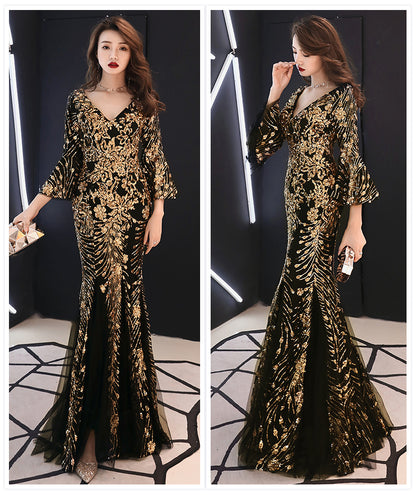 Robe de soirée de banquet, robe slim de princesse