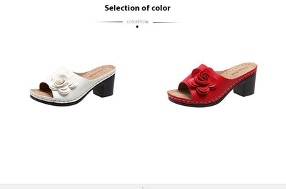 Women's Wedge Flower Solid Color Sandals