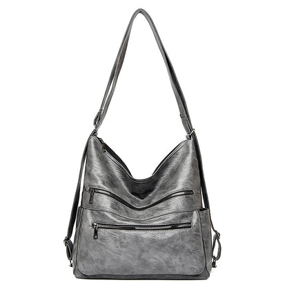 Bolso de hombro con cremallera doble para mujer, bolsos de alta capacidad, mochila ajustable