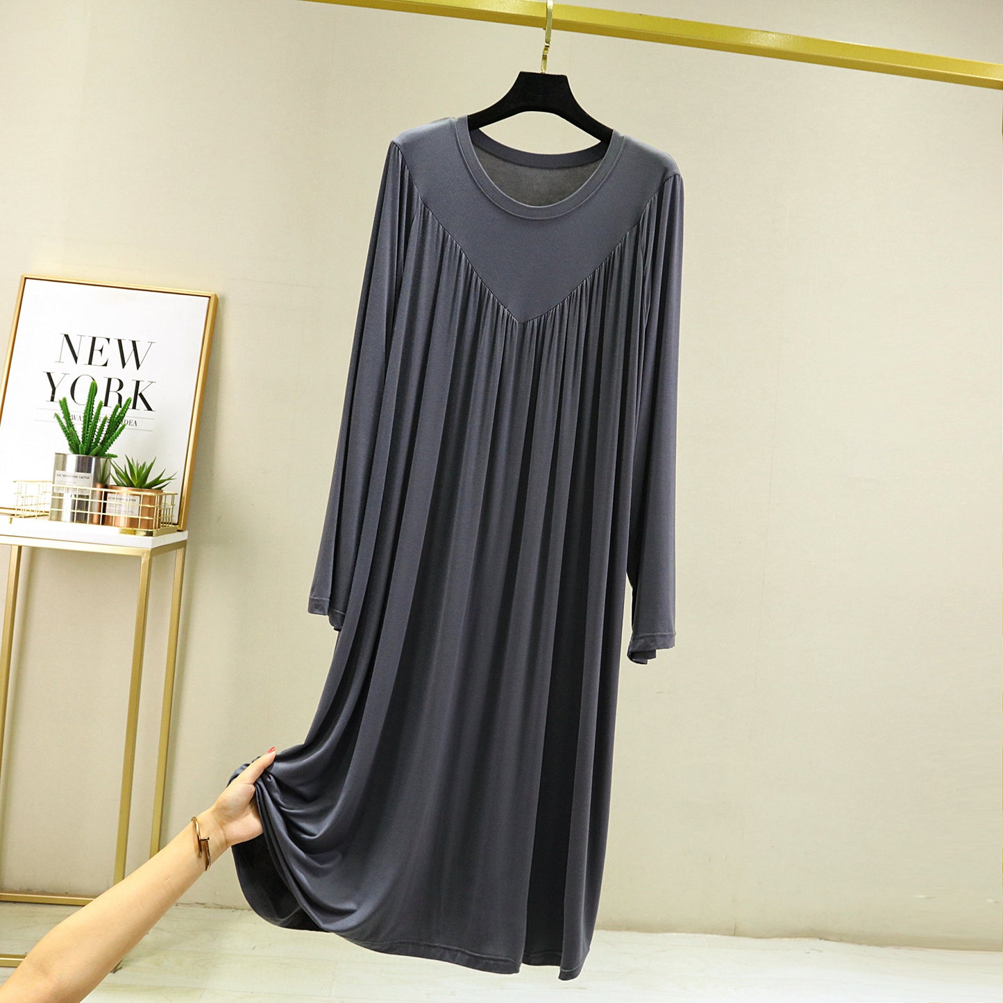 Summer Long-sleeve Loose Pajamas Plus Size Thin Dress