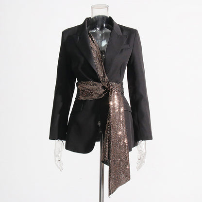 Manteau de costume amincissant à la taille pour femme