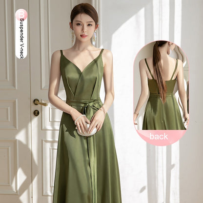 Champagne Satin Bridesmaid Dress For Women