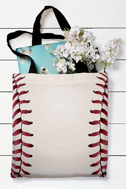 Sac fourre-tout en toile imprimé baseball blanc 34*2*31 cm