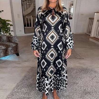 European And American Fashion Casual Printing Long Sleeve Dress