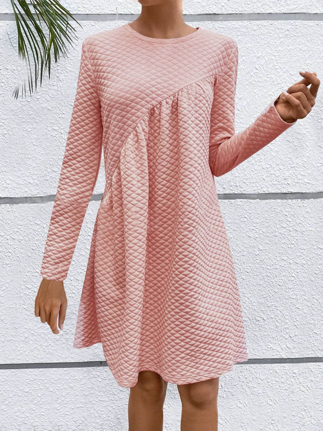 Full Size Round Neck Long Sleeve Dress