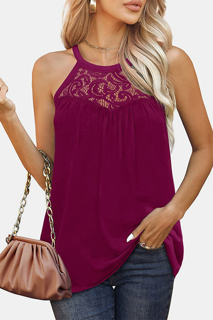 Lace Detail Round Neck Tank