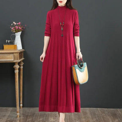 Robe pull plissée ample de couleur unie pour femme