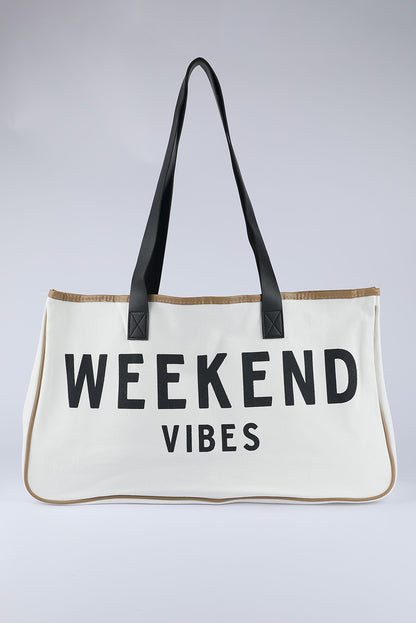 Cabas en toile WEEK-END VIBES blanc