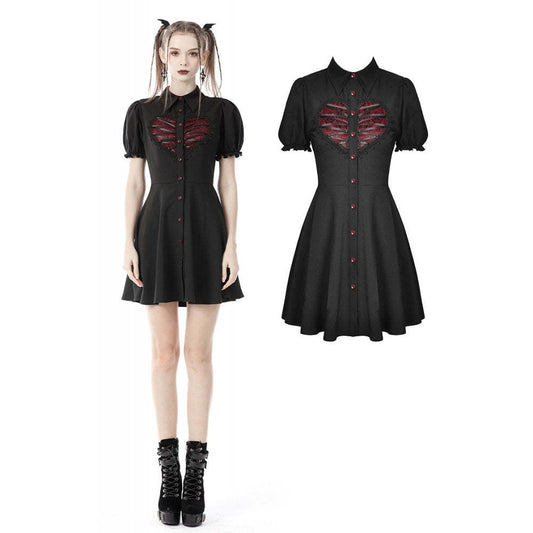 Women's Casual Red Heart-shaped Button Dress