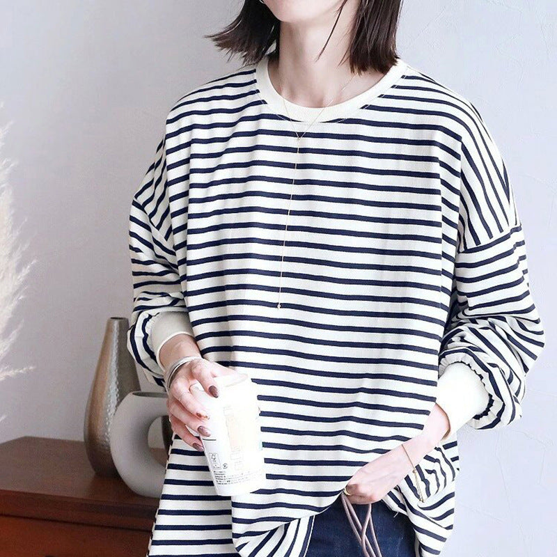 Women's Striped Sweater Loose Cotton