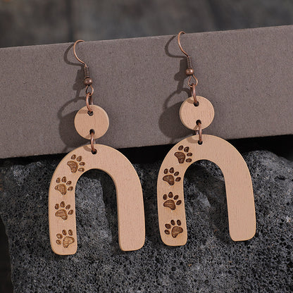 Boucles d'oreilles en bois de forme géométrique