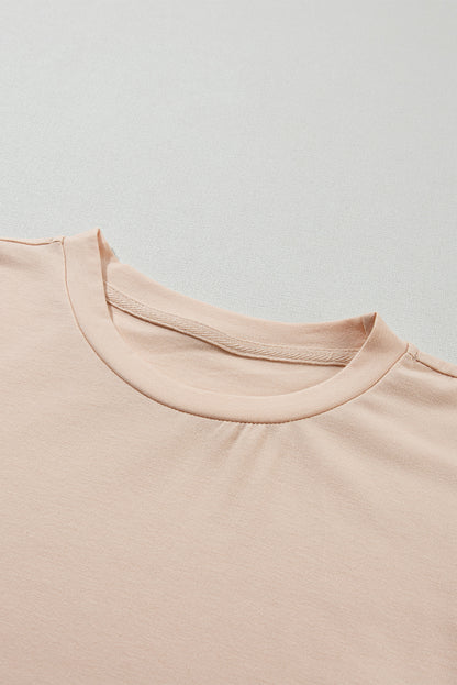 White Casual Plain Crew Neck Tee